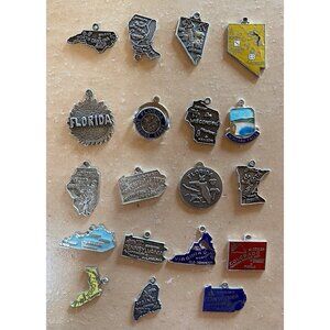 19 Vintage United States Travel State Charms